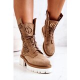 Boto Leather High Boots Workers Nicole Light Brown 2706 | ePonuda.com