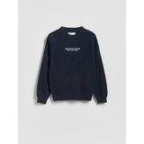 Reserved Strukturirani pamučni džemper - mornarsko plava | shoptok.hr