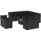 12-dijelni set vrtnih sofa od poliratana s jastucima crni | shoptok.hr