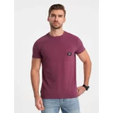 Ombre Men's casual t-shirt with patch pocket - dark pink