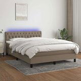  Box spring postelja z vzmetnico LED taupe 140x200 cm blago, (20900399) | Shoptok.si