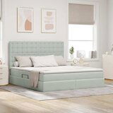 vidaXL Krevet S LED lampica Svijetlo siva 160 x 200 cm Baršun u