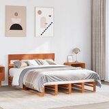 Maison Chic Posteljni okvir - Dvoposteljna postelja - Zakonska postelja brez vzmetnice voščeno rjav 120x190 cm borovina-J13151, (21765546) | Shoptok.si