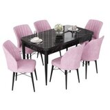 Hanah home set trpezarijski sto i 6 stolica nef black marble pink | ePonuda.com