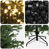  Umjetno božićno drvce s kuglicom 180 cm 300 LED lampica - 180 cm s LED-ima i crnim lopticama | shoptok.hr