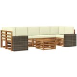 Set vanjskih sofa 8 kom. Prirodna i krem Čvrsto drvo akacije | shoptok.hr