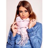Fashion Hunters Růžový kostkovaný šátek s třásněmi | Shoptok.si