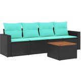 vidaXL Vrtna garnitura - 5-dijelni set vrtnih sofa od poliratana s jastucima crni - Crna 1 | shoptok.hr