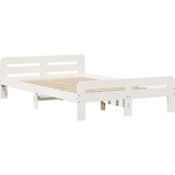  Posteljni okvir brez vzmetnice bel 135x190 cm trdna borovina, (21528867) | Shoptok.si