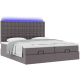 vidaXL Otomanski posteljni okvir z vzmetnicami siv 200x200cm um. usnje | Shoptok.si