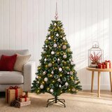  Umjetno božićno drvce s kuglicama 120 cm 150 LED lampica - 120 cm s LED-ima i ružičastim lopticama | shoptok.hr