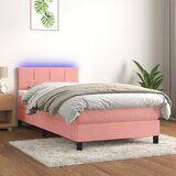 The Living Store Box spring postelja z vzmetnico LED roza 80x200 cm žamet - Box Spring Postelja, (21492247) Cene