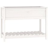 Maison Chic Visoka greda - Greda - Cvetlični Lonec s polico bela 111,5x54x81 cm trdna borovina, (21789812) | Shoptok.si