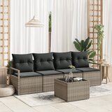 vidaXL 5-delni vrtni sofa set s blazinami siva poli ratan | Shoptok.si