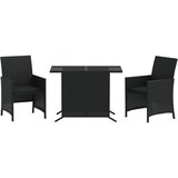  3-dijelni bistro set s jastucima crni od poliratana | shoptok.hr