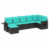 vidaXL 7-delni vrtni komplet sedežnih garnitur z blazinami črne barve poli ratan, (5000294372) | Shoptok.si