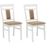  Stolac za blagovanje 2 pcs Bijela i smeđa Čvrsto drvo | shoptok.hr