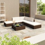The Living Store Vrtna sedežna garnitura z blazinami 6-delna poli ratan rjava - Vrtna Miza In Stol, (21422572) | Shoptok.si
