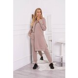 Kesi Set of sweatshirt with long side dark beige Cijene