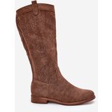 S. BARSKI Boots With Openwork Shaft On Flat Heel Brown S.Barski | Shoptok.si