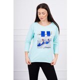 Kesi Blouse with 3D graphics with zircons mint | Shoptok.si