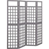 vidaXL Sobna pregrada / rešetka s 4 panela od jelovine siva 161x180cm Cijene