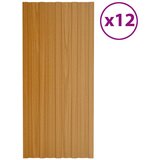 vidaXL Strešni paneli 12 kosov pocinkano jeklo svetli les 100x45 cm | Shoptok.si