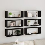 vidaXL Zidne police Set od 6 Crni hrast Inženjersko drvo 60 x 15 x 23 cm Cijene