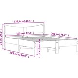 vidaXL Posteljni okvir bel 120x200 cm trdna borovina | Shoptok.si