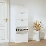 omarica za čevlje visok sijaj bela 59x17x169 cm inženirski les