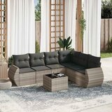Maison Chic Seti vrtnega pohištva - Vrtna garnitura - Vrtni pohištvo set 7-delna z blazinami siv poli ratan, (21803638) | Shoptok.si