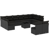  13-dijelni set vrtnih sofa s jastucima poliratan crni | shoptok.hr