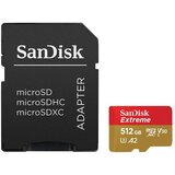 San Disk Extreme microSDXC 512GB + SD Adapter 190MB/s & 130MB/s A2 C10 V30 UHS-I U3 Cene