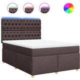 vidaXL Box spring postelja z vzmetnico temno rjav 140x190 cm blago, (21305021) Cene