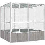 vidaXL Ptičja kletka siva 213,5x217,5x211,5 cm pocinkano jeklo | Shoptok.si