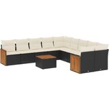 vidaXL 11-dijelni set vrtnih sofa od poliratana s jastucima crni | shoptok.hr