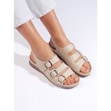Shelvt Women's beige low wedge sandals | Shoptok.si