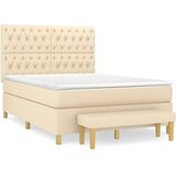  Krevet s oprugama i madracem krem 140 x 190 cm od tkanine | shoptok.hr