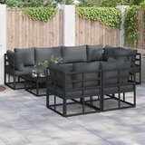 vidaXL Sjedeća garnitura za vrt 7 pcs Crna 283 x 143 x 71 cm Aluminij | shoptok.hr