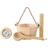  Set pribora za saunu 4 pcs Smeđa Čvrsto borovo drvo i konoplja | shoptok.hr