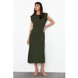 Trendyol khaki a-line midi woven dress Cene