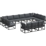 vidaXL Vrtna sedežna garnitura 13 pcs Črna 423 x 211.5 x 71 cm | Shoptok.si