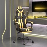  Igraća stolica od umjetne kože s osloncem za noge Crna i zlatna | shoptok.hr