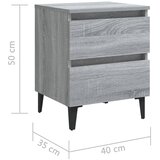  Noćni ormarić s metalnim nogama boja sivog hrasta 40x35x50 cm | Eponuda.com