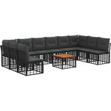  Set vanjskih sofa 11 pcs Crna i tamno siva Poliester - Crna sa stolom | shoptok.hr