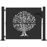 vidaXL Vrtna vrata Črna 110 x 105 cm Jeklo s prašnim premazom, (5000301011) | Shoptok.si