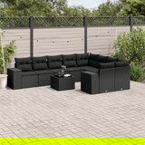 vidaXL 10-dijelni set vrtnih sofa s jastucima crni od poliratana | shoptok.hr