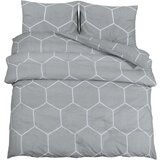  Set posteljine za poplun sivi 220 x 240 cm pamučni | shoptok.hr