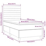  Krevet box spring s madracem LED smeđesivi 90x190 cm tkanina | shoptok.hr