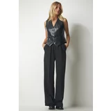 Happiness İstanbul Women's Black Palazzo Pants with Pockets